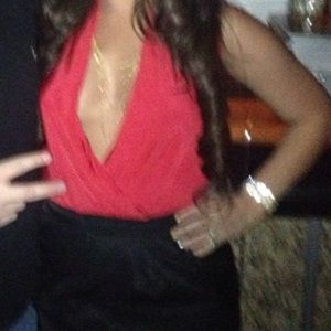 Red low cut Marciano body suit